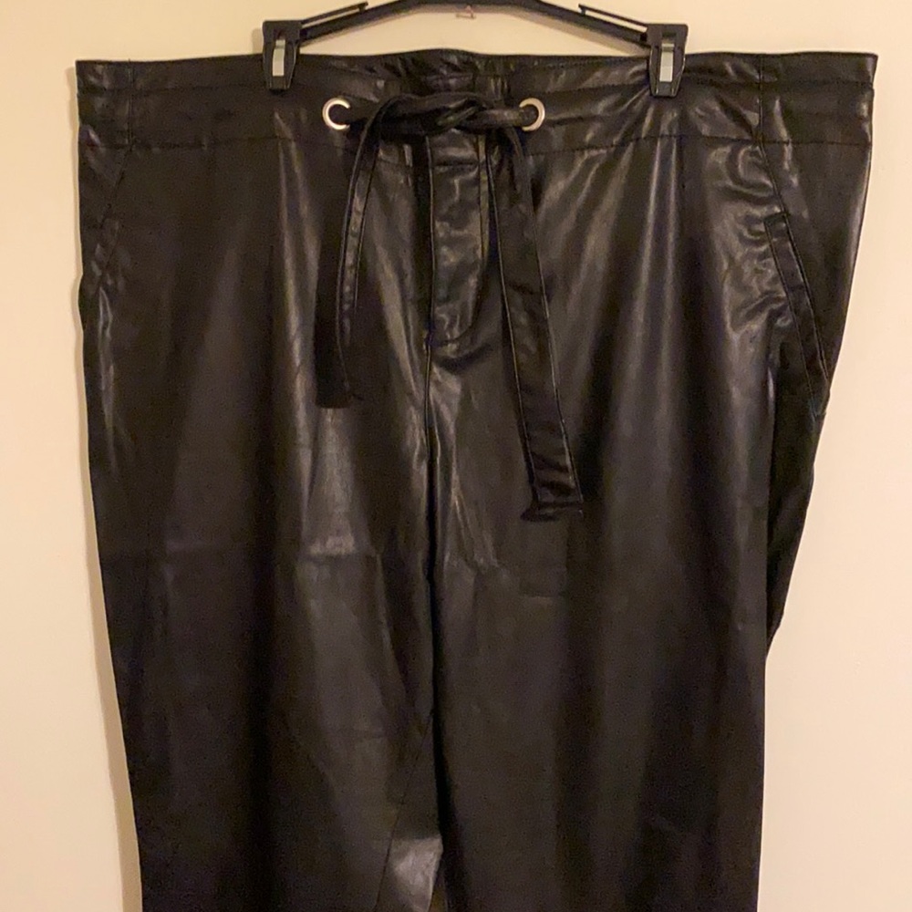 Wide Leg Faux Leather Pants, size xl